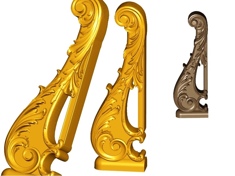 Leading post 01 stl - stair rail element | entry posts, bumps. Baroque style, plant decor. Acanthus leaves.